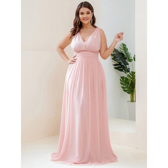 Ever Pretty Sleeveless V-Neck Plain Chiffon Maxi Dress Sz 8 Formal Wedding Fairy - Picture 1 of 12